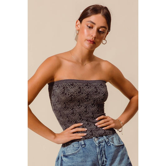 Jacquard Floral Seamless Tube Top