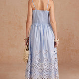 Scalloped Eyelet Embroidered Midi Dress