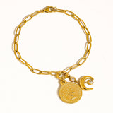 Lark 18K Gold Non-Tarnish Coin Moon Chain Bracelet