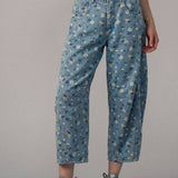 Floral Print Relaxed Fit Denim Pants
