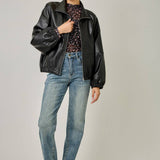 61652 Oversized Faux Leather Jacket