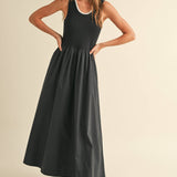 Ribbed Top Woven Skirt Dress