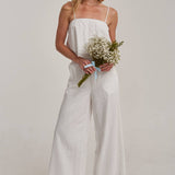 EYELET LACE CROPPED CAMI TOP AND WIDE LEG PANTS SUMMER SET