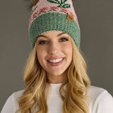 Lt. Pink Cherry Pattern Pom Hat