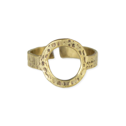 Textured Gold Circle Adjustable Ring