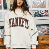IT2594E-THANKFUL | Applique Embroidery Mock Neck Sweatshirt