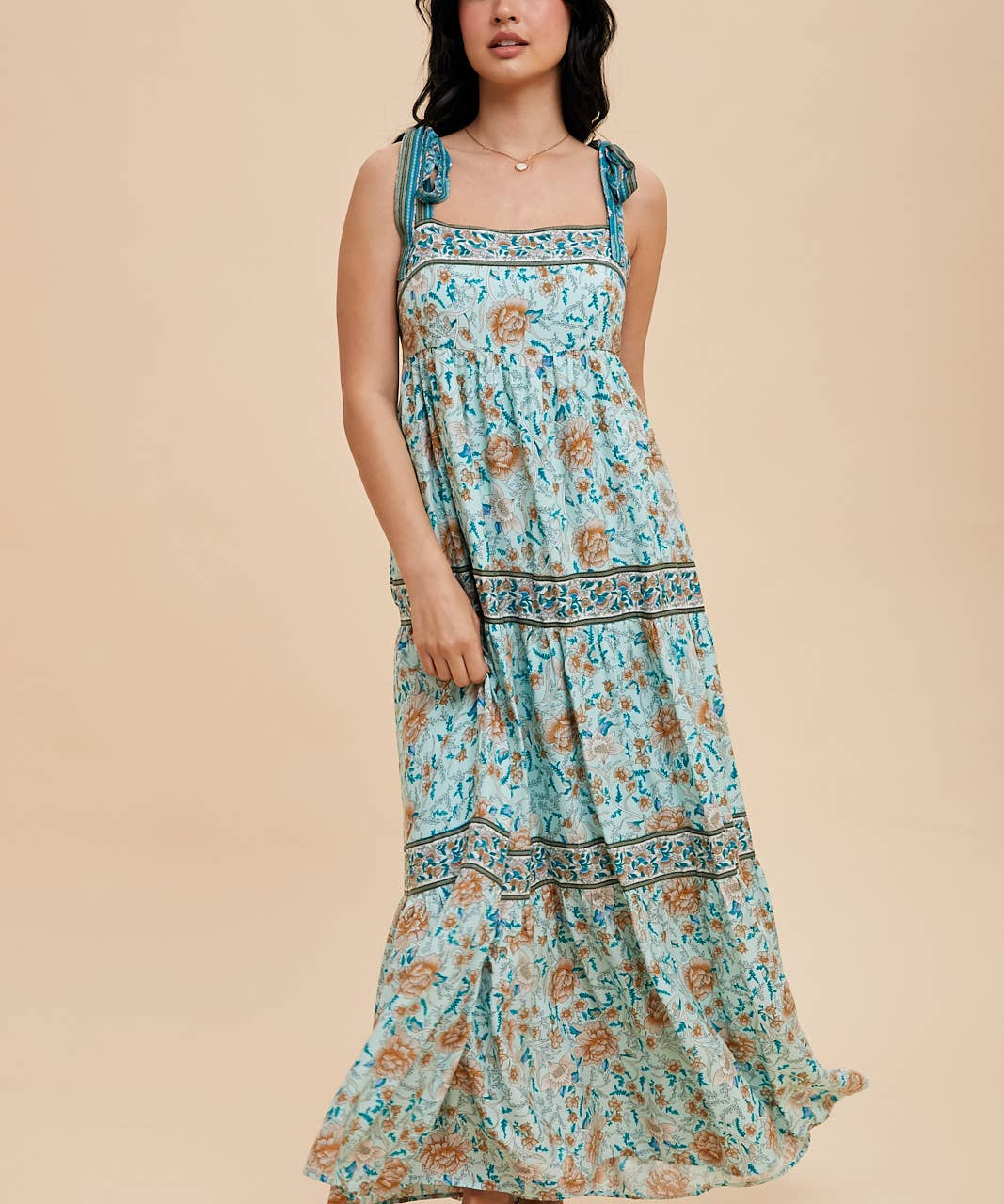 Border Print Maxi Dress