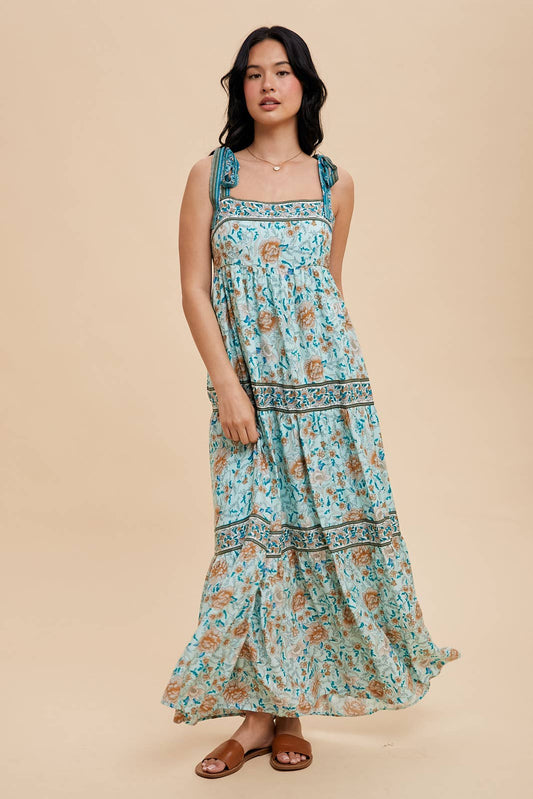 Border Print Maxi Dress