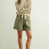 J6774   STRIPED PATTERN BUTTON FRONT KNITTED CARDIGAN