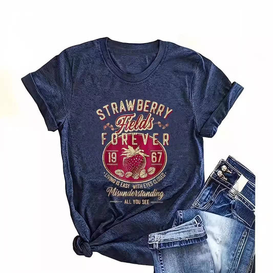 Vintage Strawberry Print Graphic Tee