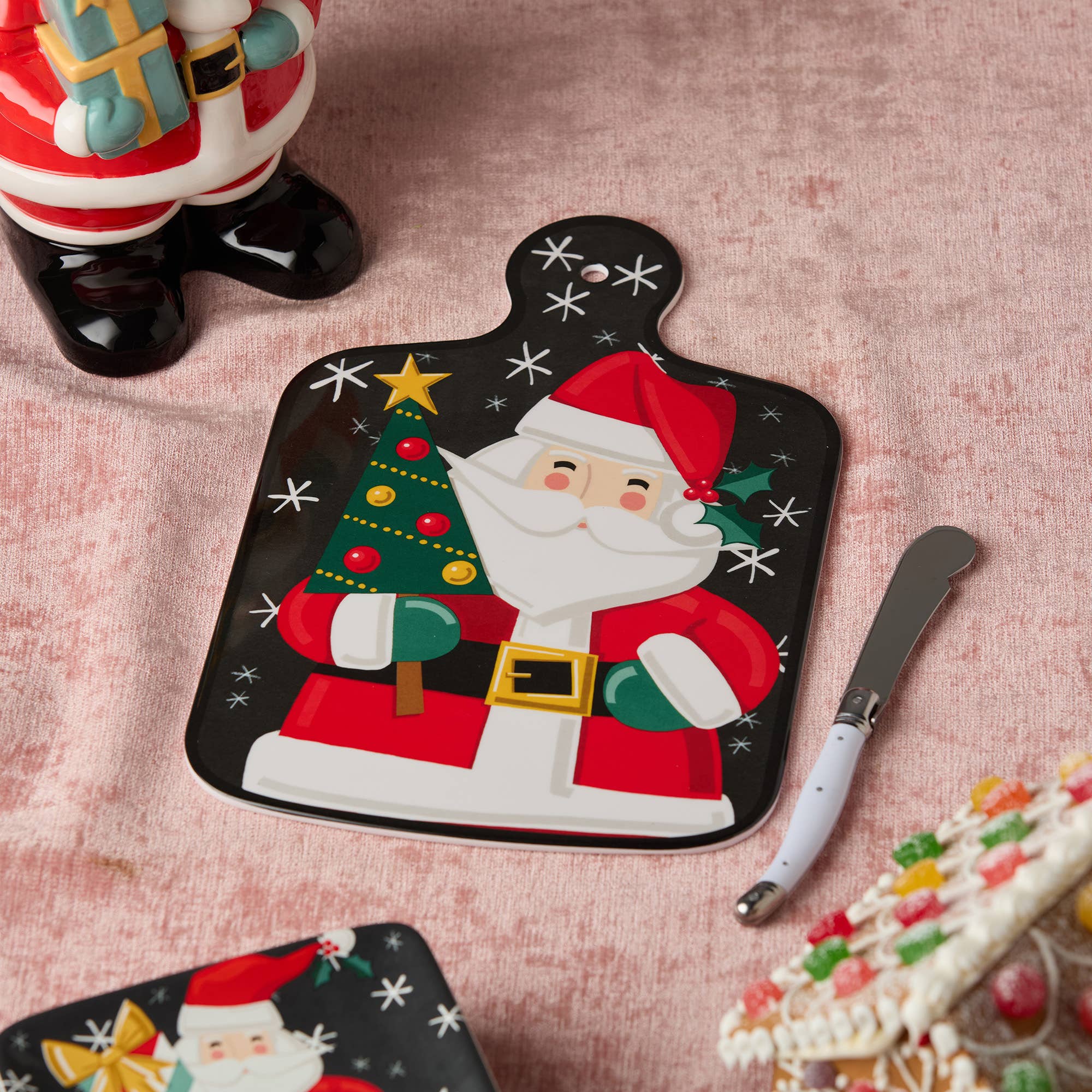 Christmas Whimsy Santa Cheese Board & Knife Set