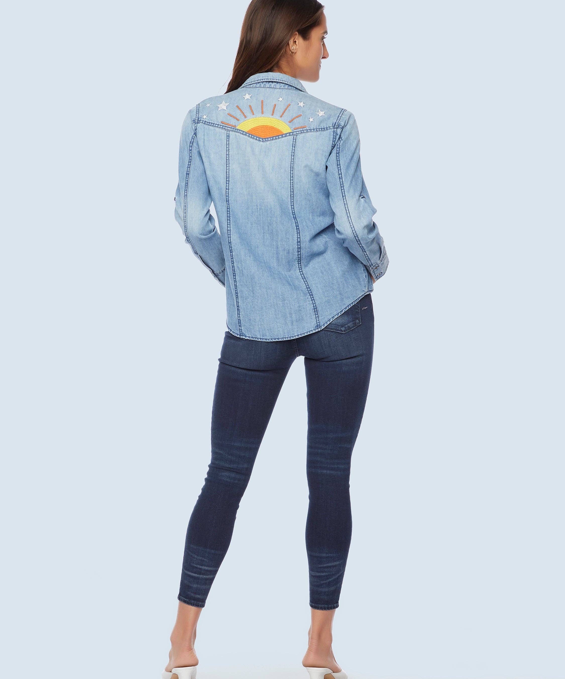 Hello Sunshine Shirt with Sunrise Embroidery