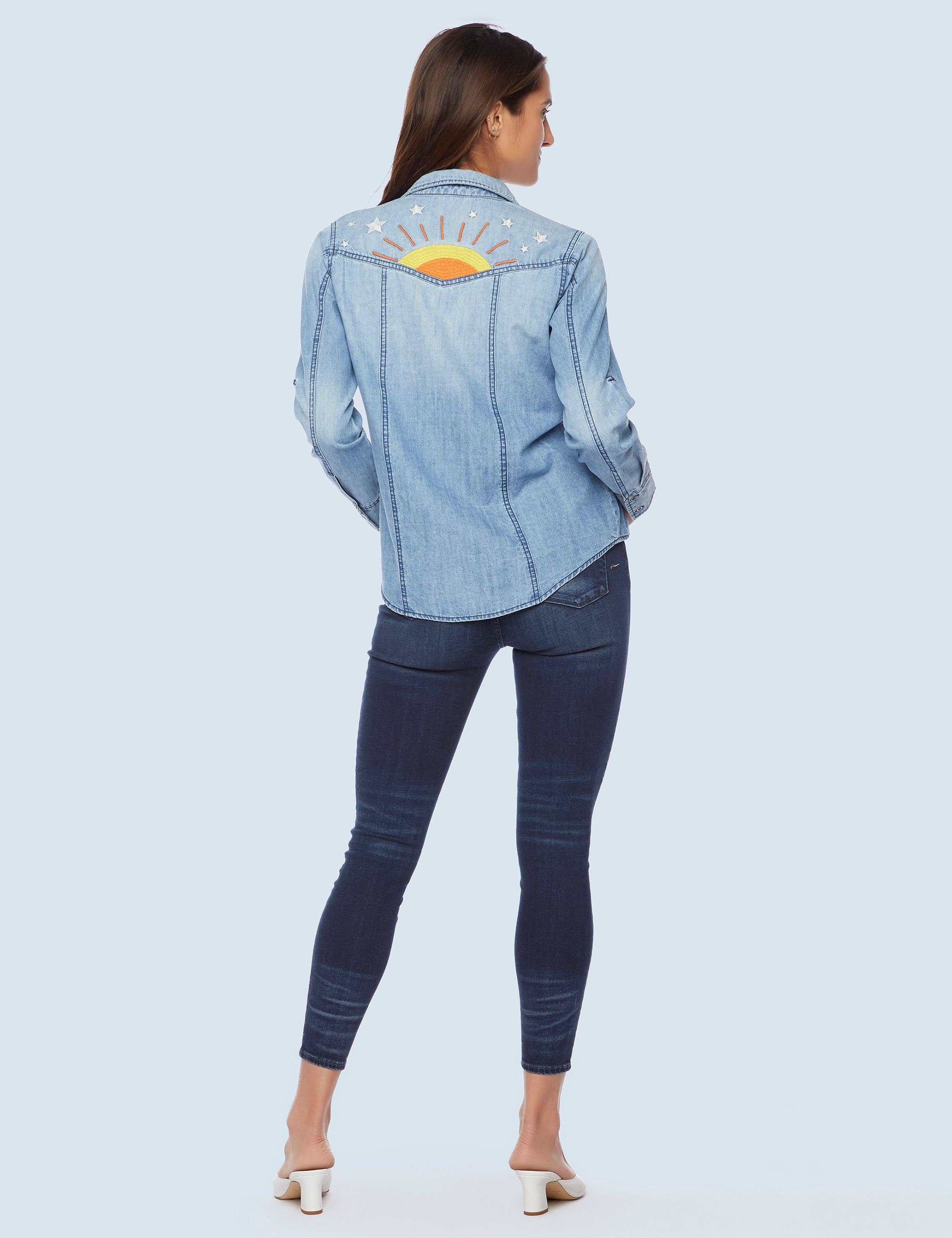 Hello Sunshine Shirt with Sunrise Embroidery