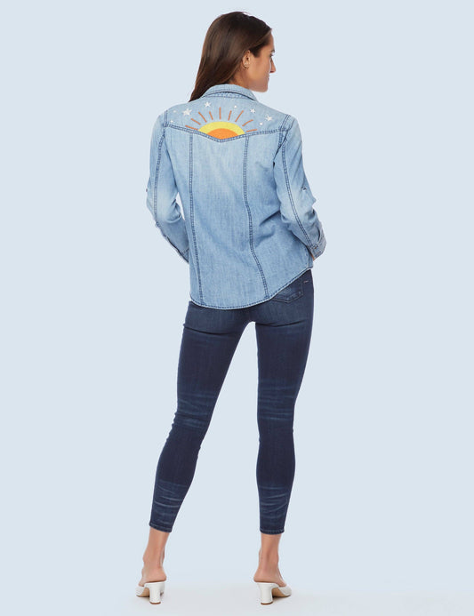 Hello Sunshine Shirt with Sunrise Embroidery