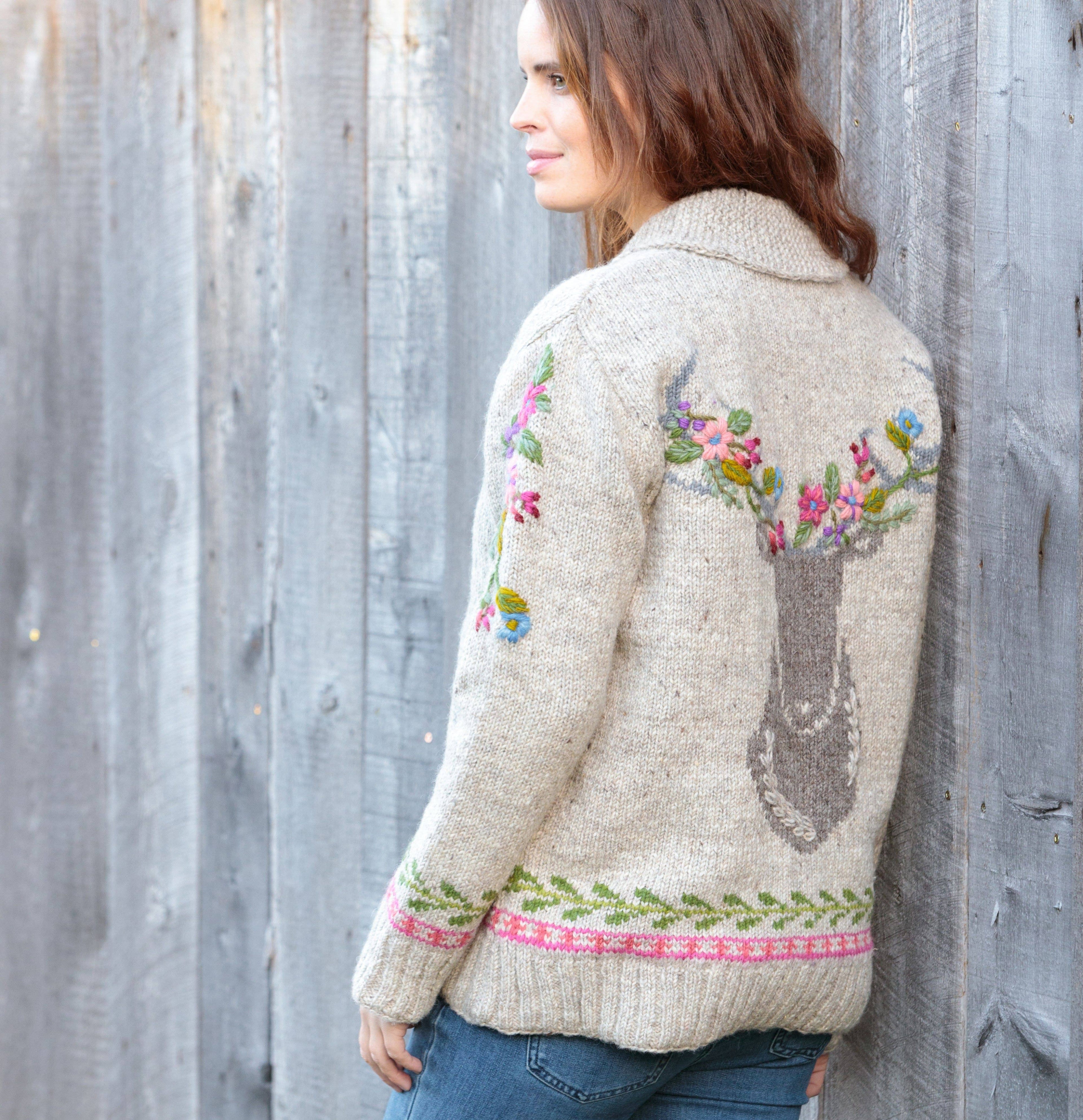 Hartley Knit Sweater with Floral Antler Design