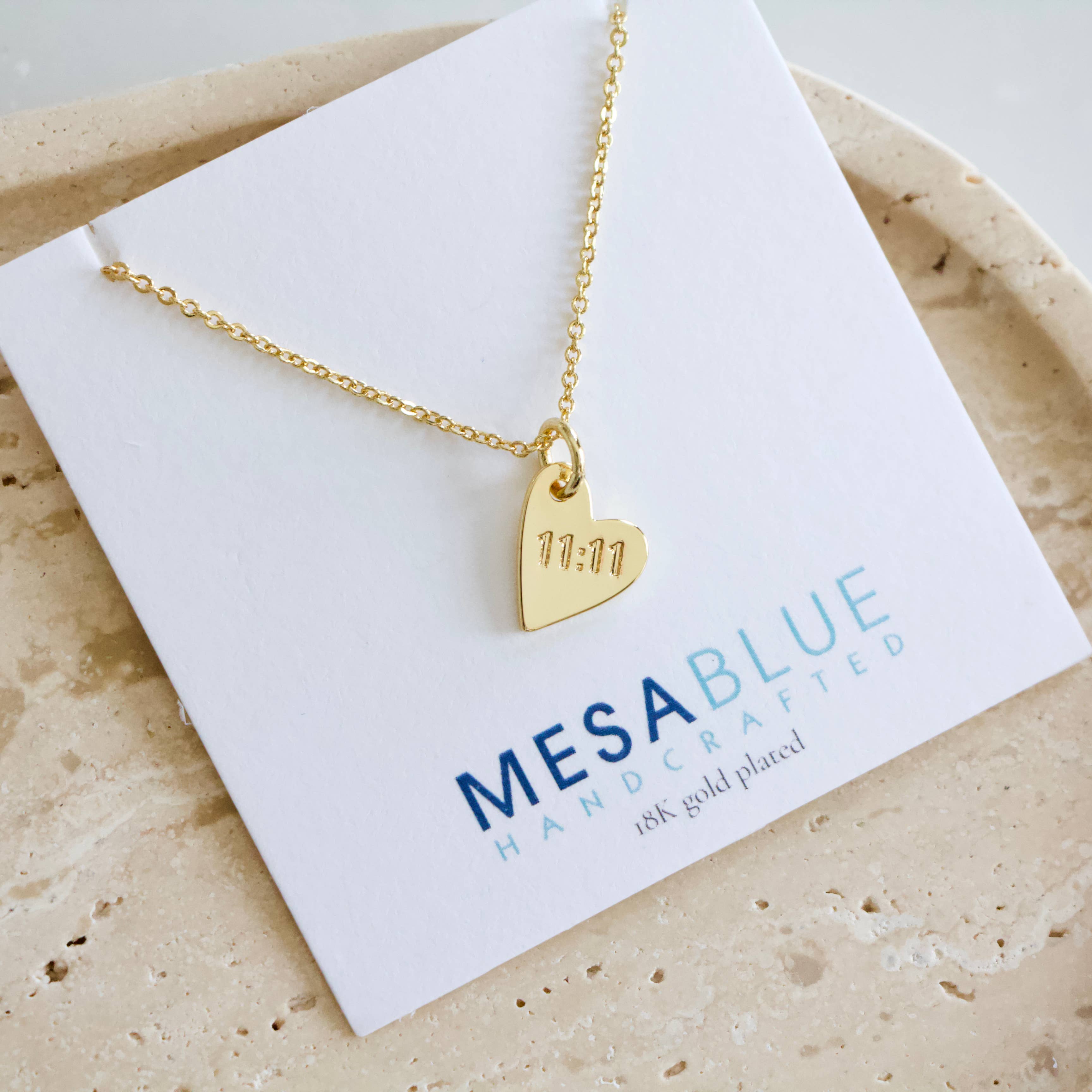 11:11 Stamped Heart Necklace