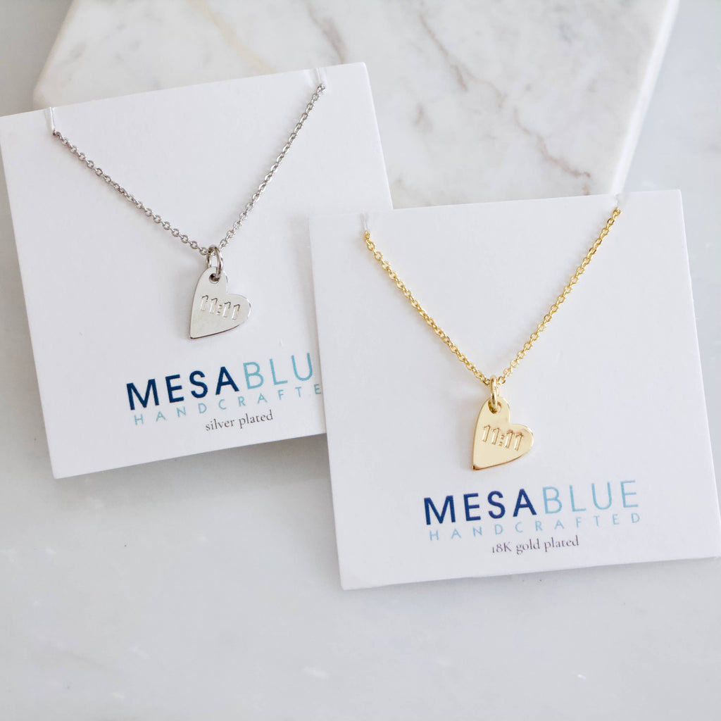 11:11 Stamped Heart Necklace