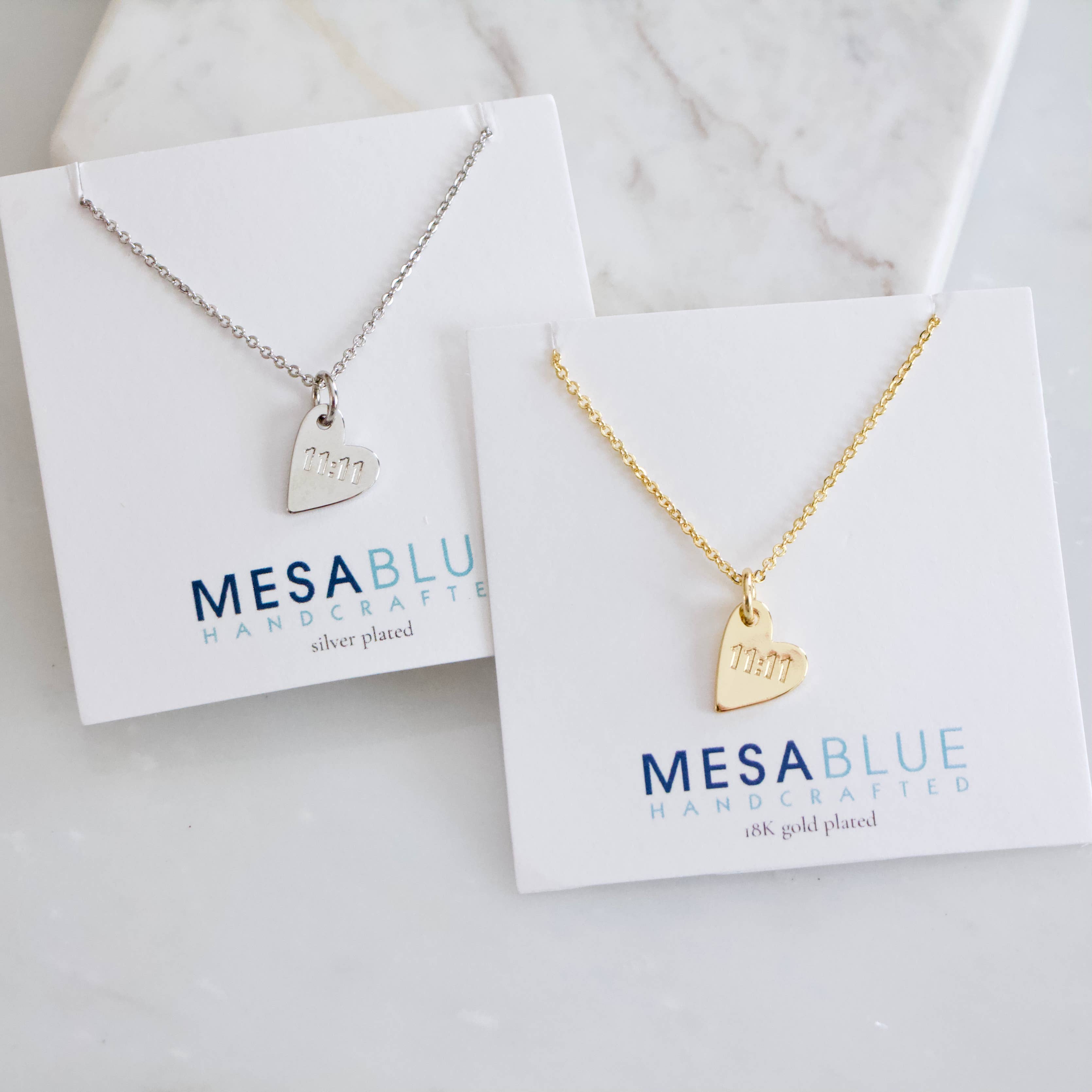 11:11 Stamped Heart Necklace