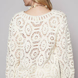 Round Neck Open Knitted Crochet Sweater
