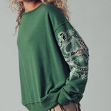 Romantic Lace Embroidered Sleeve Sweatshirt
