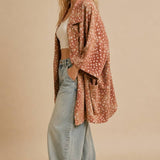 Cozy Fawn Print Oversized Cardigan Coat