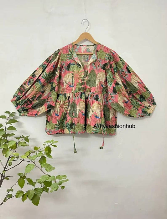 Pink & Green Floral Print Tunic