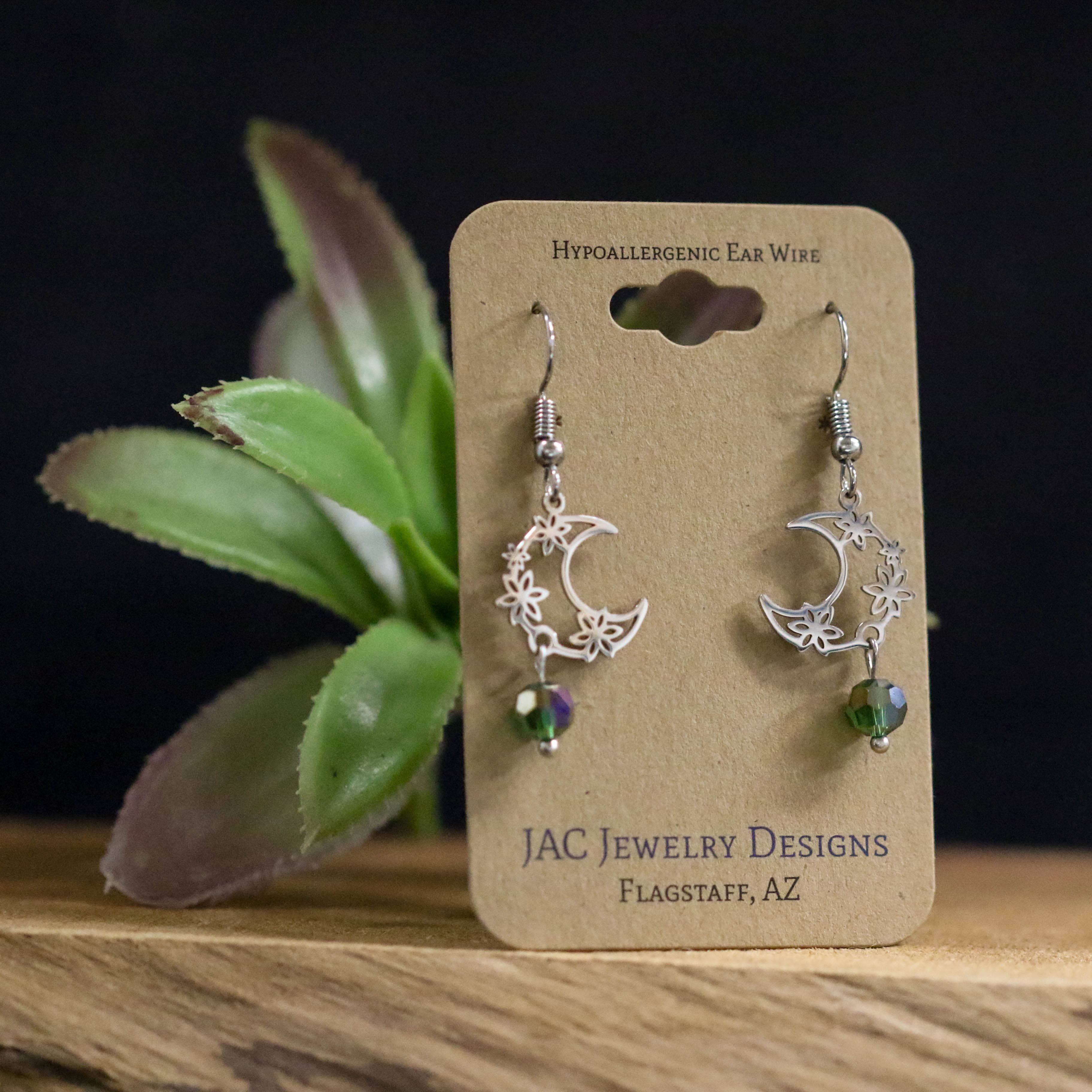 Floral Moon Earrings