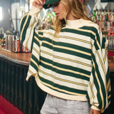 IT2765 Striped Oversized Crewneck Top