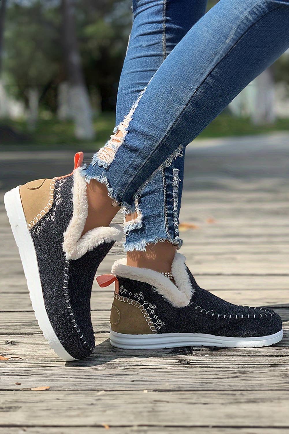 Suede Plush Lined Anklet Boots
