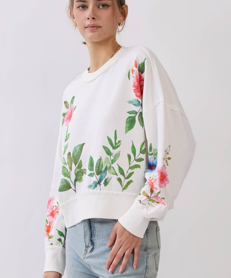 Vintage Floral Printed Pullover Top