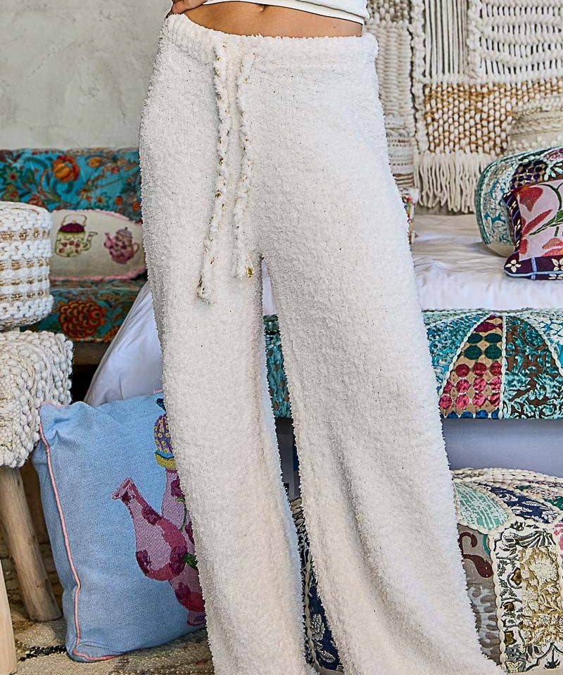 Solid Adjustable Drawstring Waist Casual Sweater Pants