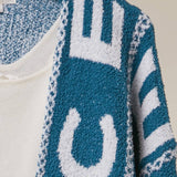 Colorblock Letter Print Cardigan
