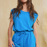 Keyhole Back Drawstring Waistband Romper