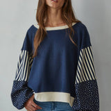 Knit Striped Floral Long Sleeve
