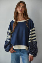 Knit Striped Floral Long Sleeve