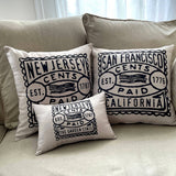 City & State Postmark Vintage Postage Stamp Pillow