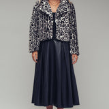 Cropped Faux Fur Leopard Print Bomber Jacket