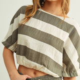 T4525ST   WIDE STRIPE BOAT NECK TOP