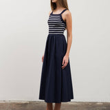 Striped Contrast Knit Midi Dress