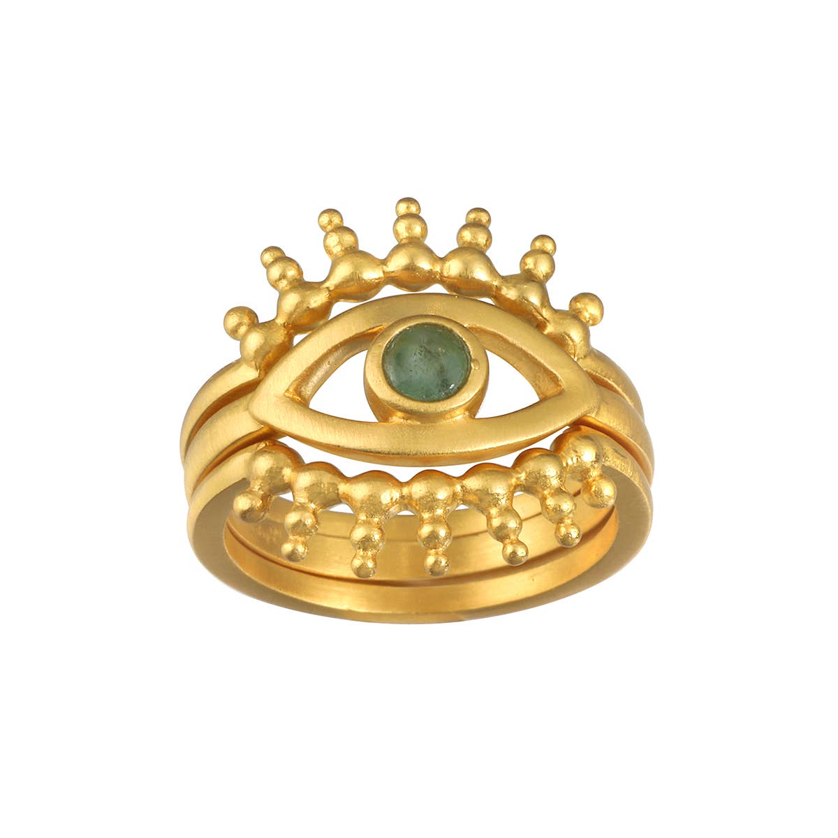 Emerald Radial Evil Eye Ring Set
