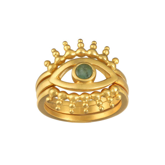 Emerald Radial Evil Eye Ring Set