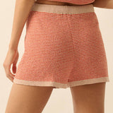 Striped Knit Wide-Leg Drawstring Sweater Shorts