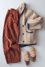 Chunky Knit Oversized Contrast Cardigan