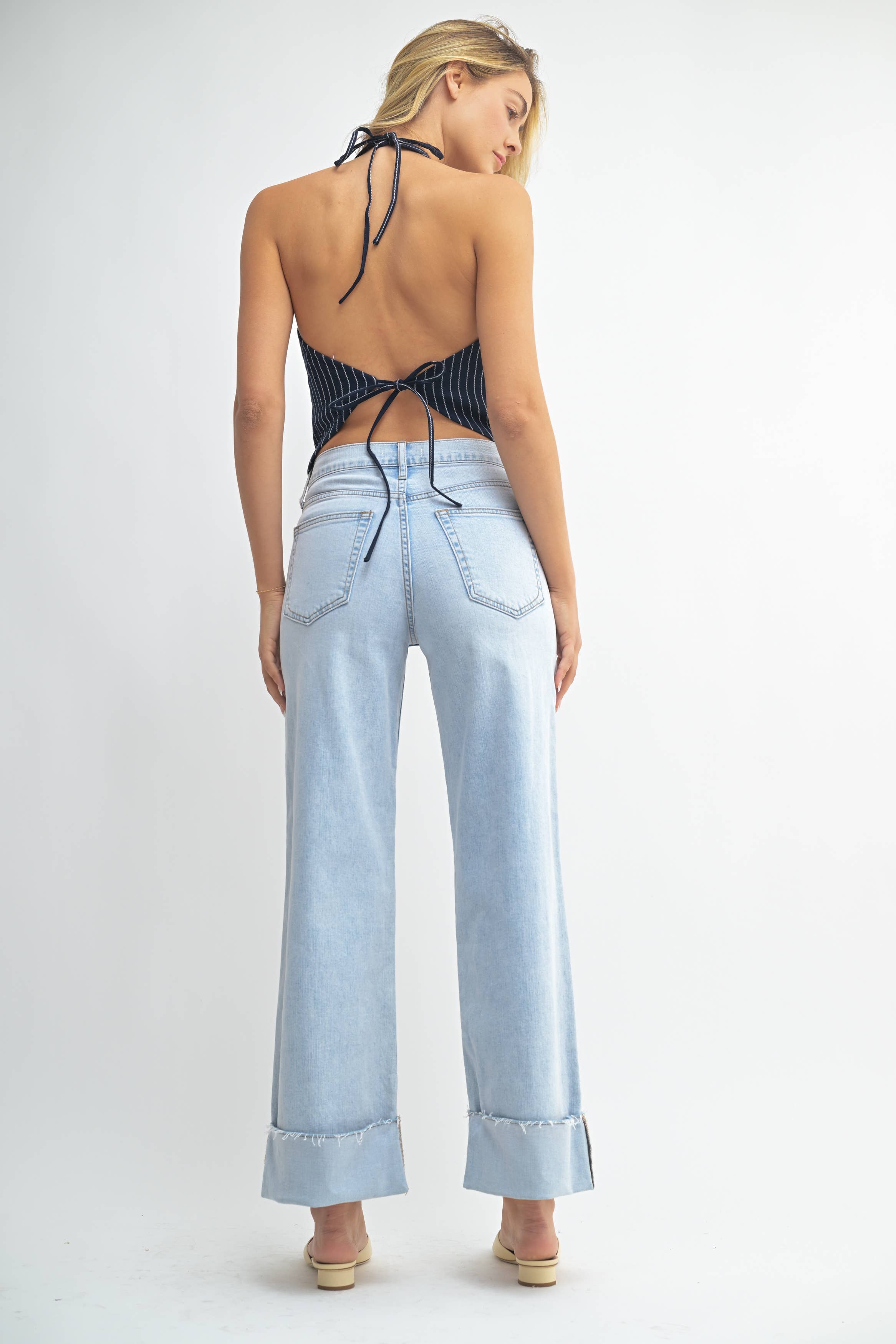 Cuffed Wide Ankle Jeans
