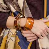 Amber Resin Three-Piece Bracelet Set
