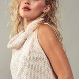 Sleeveless Cowl Neck Crochet Top