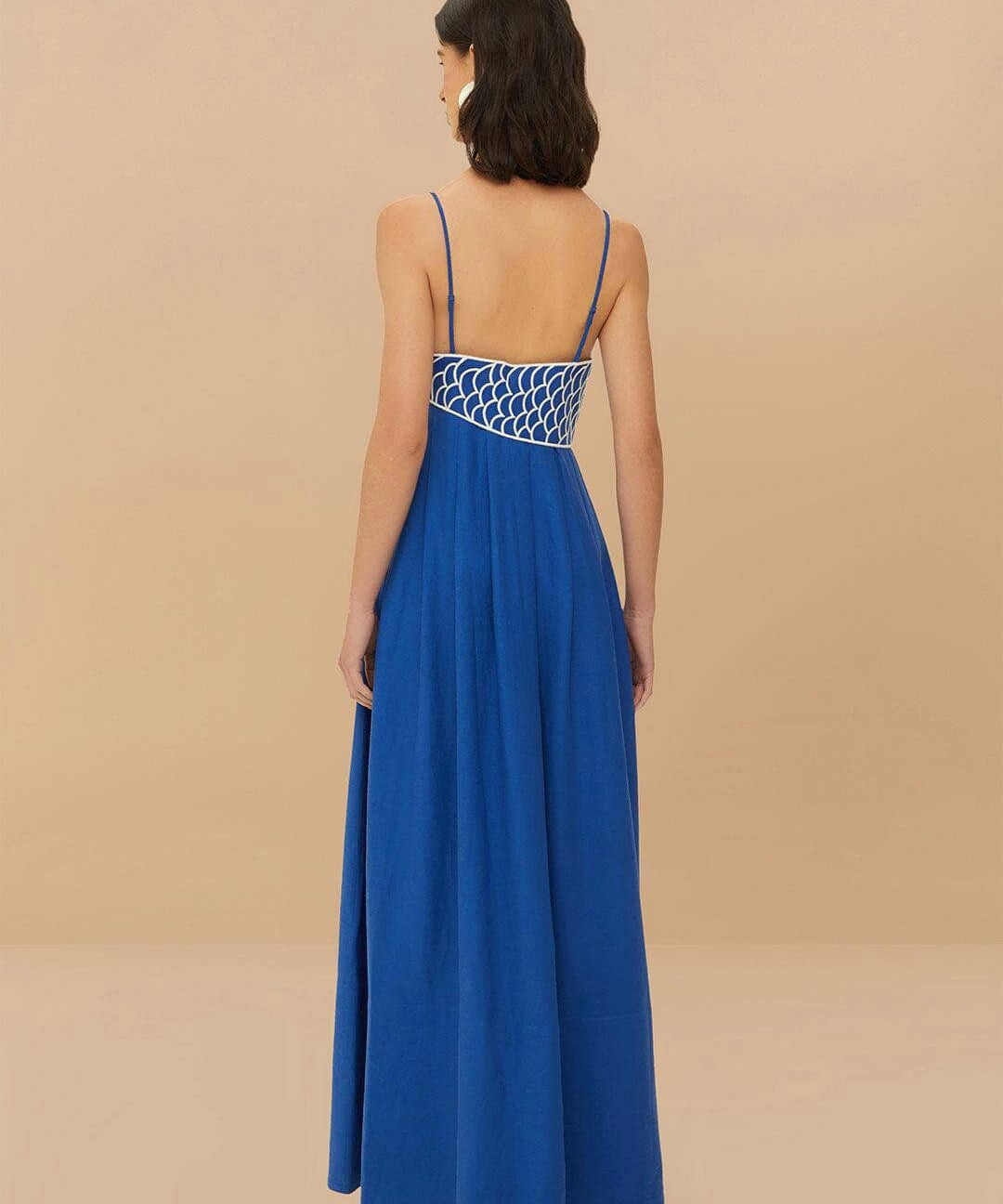 Goldfish Embroidered Strappy Maxi Dress