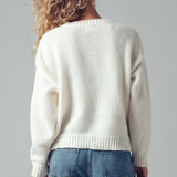 Plaid Bow Patch  Knit Sweater