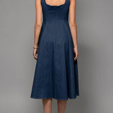 Denim A-Line Midi Dress