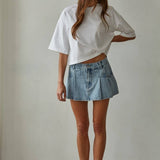 L8688 | Knit Cotton Crew Neck Drop Shoulder Short Sleeve Top